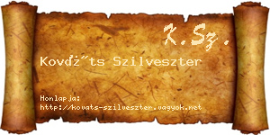 Kováts Szilveszter névjegykártya
